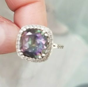 Mystic topaz stone ring